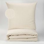 Hotelbettwäsche weiß/beige gestreift, Satin Streifen 2 mm