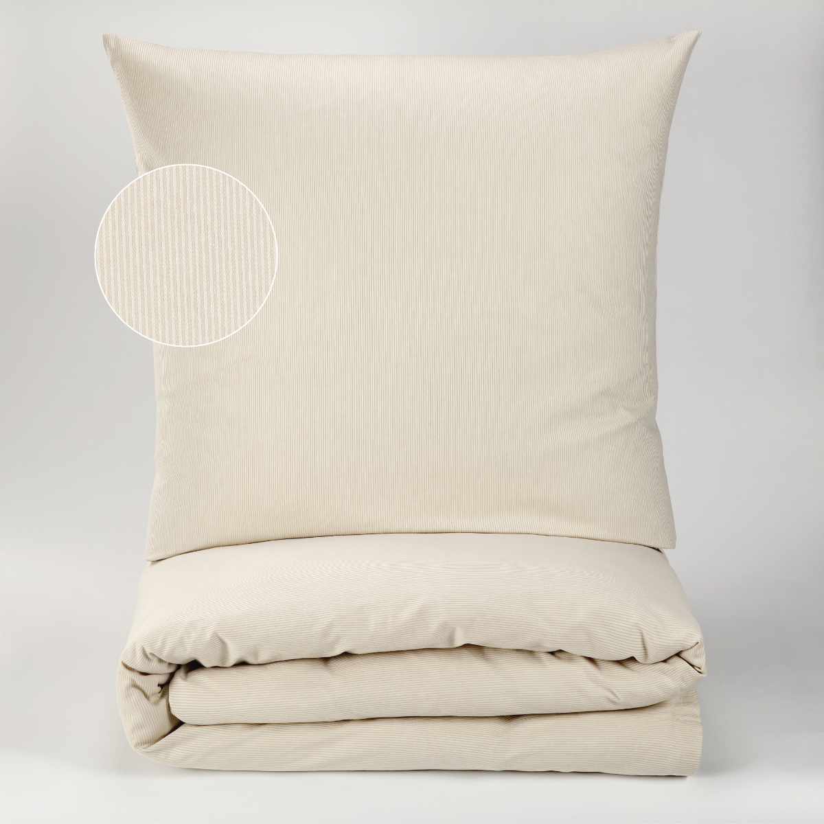 Hotelbettwaesche_Satinstreifen Hotelbettwäsche weiß/beige gestreift, Satin Streifen 2 mm – Bild 1