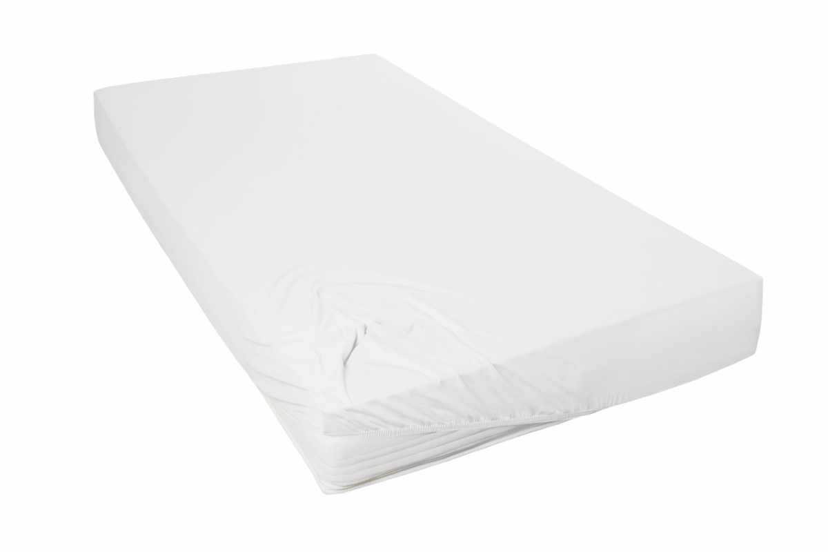 Spannbettlaken-weiss Mako-Feinjersey Spannbetttuch – Bild 1